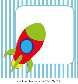 abstract rocket on special blue background with a big square for text