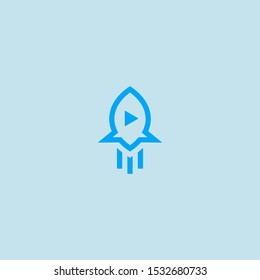 Abstract rocket play logo design. Ship start icon vector