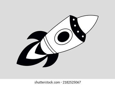 Abstract rocket scribble. Sticker for social networks, graphic element for website. Spaceship, travel and adventure. Astronomy and astrology, galaxy exploration. Cartoon flat vector illustration