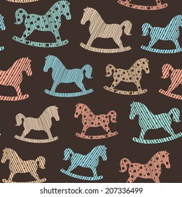 abstract rocking horse kids seamless vector background print pattern design
