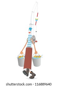 Abstract rod with buckets and catch. The illustration on a white background.