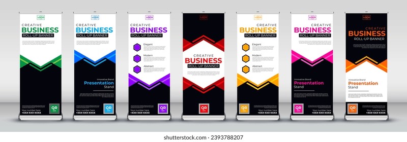 abstract roll up Banner Design set for Street Business, events, presentations, meetings, annual events, exhibitions