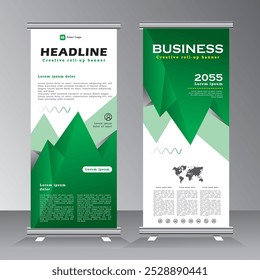 Modelo abstrato de design de banner roll-up, modelo de banner vertical, suporte, pé, banner vertical, eps vetorial 10
