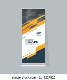 abstract roll up and banner display design template for business
