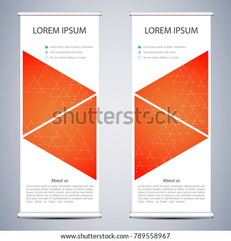 Abstract Roll up banner for presentation and publication. Science, technology and business templates. Square linear digital texture, technological and scientific concept, vector illustration
