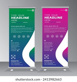 Abstract Roll up banner vertical template design, for brochure, business, flyer, infographics. modern x-banner and flag-banner advertising. vector illustration