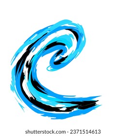 Abstract rolling ocean waves. Artistic grunge wet sea waves, hand drawn brush stroke vector design.
