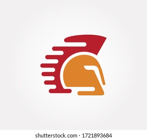 Abstract roman helmet modern vector sign.