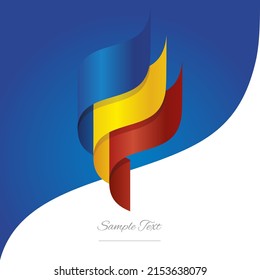 Abstract Romania 3D wavy flag blue yellow red modern ribbon strip logo icon abstract background vector