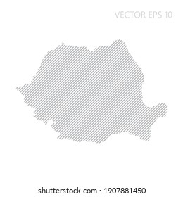 Abstract Romania map with gray diagonal lines. Romania stripes map. Vector illustration EPS10.