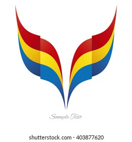 Abstract Romanian eagle flag ribbon logo white background