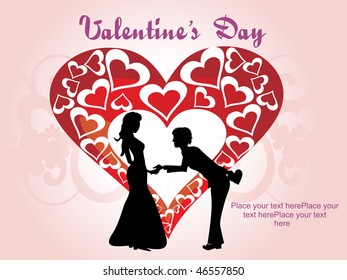 abstract romantic background with couple silhouette