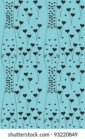 Abstract romantic background with hearts. Graphic abstract vector illustration. Postcard print, template, seamless background. Design for print, decor, wallpaper, fabric, textile, wrapping paper
