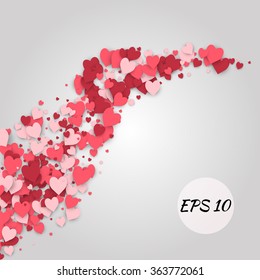 Abstract romantic background with hearts. Stock vector.