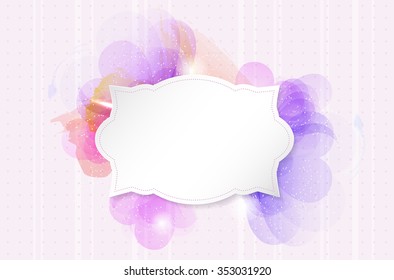 Abstract romantic flower background with paper retro frame for your message. Vector illustration.