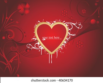 abstract romantic heart with wave, floral pattern