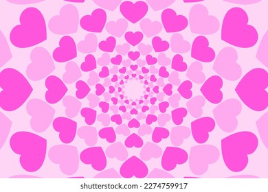 Abstract romantic and love vector background with pink heart in gradient colors