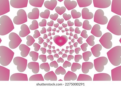 Resumen romántico y amor fondo vectorial con corazón rosa en colores gradientes