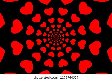 Abstract romantic and love vector background with red heart in gradient colors
