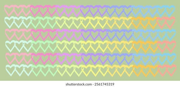 Abstract romantic minimalistic colored hearts on light pastel background , postcards, prints. Vector Wallpaper. Valentine's day, wedding, sweet love concept