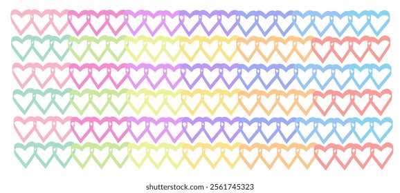 Abstract romantic minimalistic colored hearts on light pastel background , postcards, prints. Vector Wallpaper. Valentine's day, wedding, sweet love concept