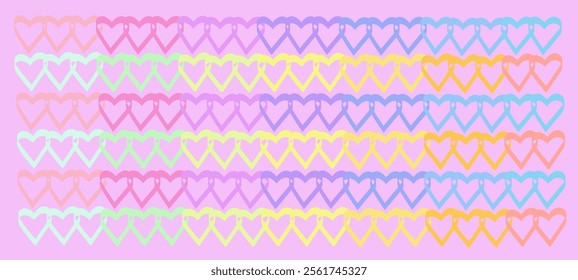 Abstract romantic minimalistic colored hearts on light pastel background , postcards, prints. Vector Wallpaper. Valentine's day, wedding, sweet love concept