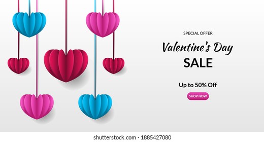 Abstract romantic valentine's day background with colorful heart shape. Suitable for posters, banners, websites, flyers, etc. Vector illustration
