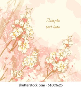 Abstract romantic vector background with cherry blossom