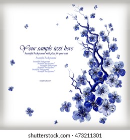 Abstract romantic vector background with sakura branch