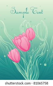 Abstract romantic vector background with tulips