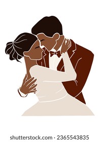 Resumen de ilustraciones románticas de parejas de bodas. Ilustración vectorial.
