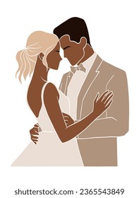 Abstrakte romantische Hochzeitsillustrationen. Vektorgrafik.
