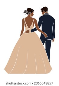 Resumen de ilustraciones románticas de parejas de bodas. Ilustración vectorial.
