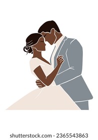 Abstract romantic wedding couple illustrations. Vector illustration.