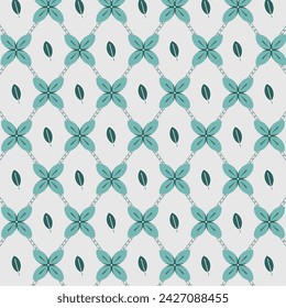 Abstract romb patern with leaves and flowers | Vector
