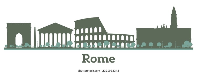 Abstract Rome Italy city skyline with color landmarks. Vector illustration. Business travel and tourism concept with historic buildings.