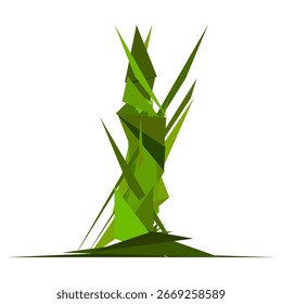 Forma de ronin abstrato. Design angular verde-limão. Vetor de samurai sem mestre. Conceito de lâmina fraturada. EPS 10.