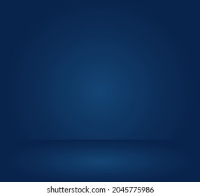 Sala abstracta Espacio libre de fondo azul. Pared azul y suelo. Estudio de habitación vacío resplandeciente. Suelo de pared degradado. Fondo y muestra el producto. fondo con foco.