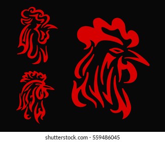 Abstract Rooster Head Tattoo Symbol Logo 