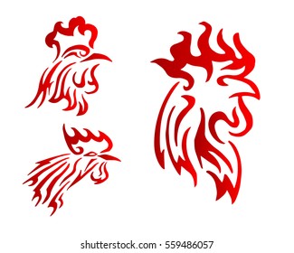 Abstract Rooster Head Tattoo Symbol Logo 