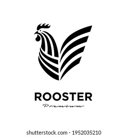 abstract Rooster line icon logo design template Vector Illustration