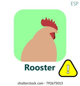 Abstract rooster logo, cock flat icon.