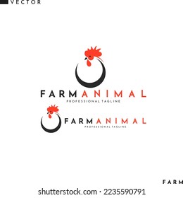 Logo del gallo abstracto. Animales de granja