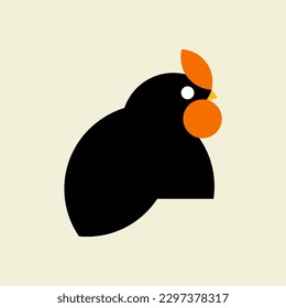 abstract rooster logo flat design vector illustration. geometrical chicken vector. Farm and poultry animal symbol or label vector