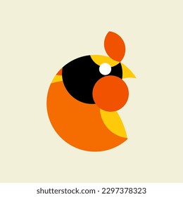 abstract rooster logo flat design vector illustration. geometrical chicken vector. Farm and poultry animal symbol or label vector