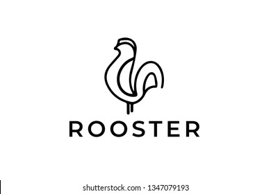 Abstract Rooster logo. Minimalistic Creative Chicken logo design. Simple symbol