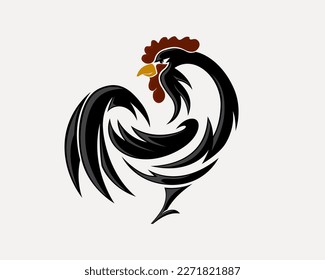 abstract rooster look back logo symbol design template illustration inspiration