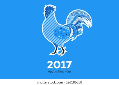 Abstract Rooster. Symbol Of 2017 New Year On The Chinese Calendar. Memphis Design Vector Illustration.