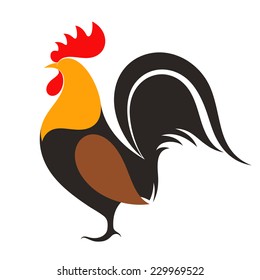 Abstract rooster vector. Farm bird sign. Isolated rooster on white background. Vintage style cock