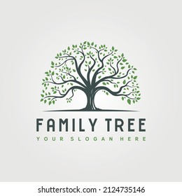 abstract root tree logo vector illustration design, family tree logo design